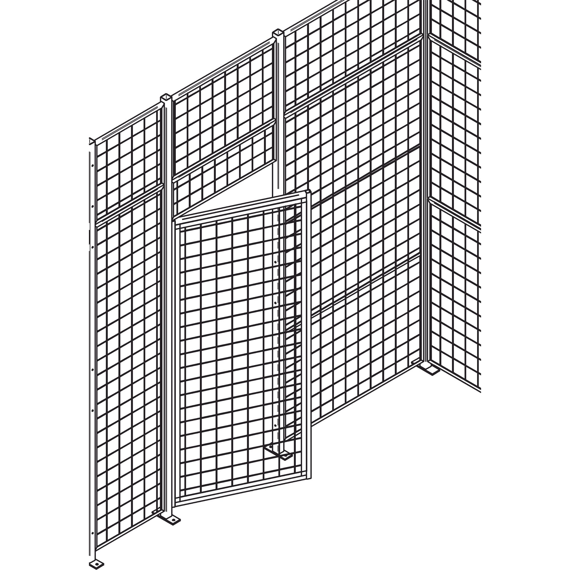 Standard-Duty Wire Mesh Partition Swing Door, 4' W x 7' H