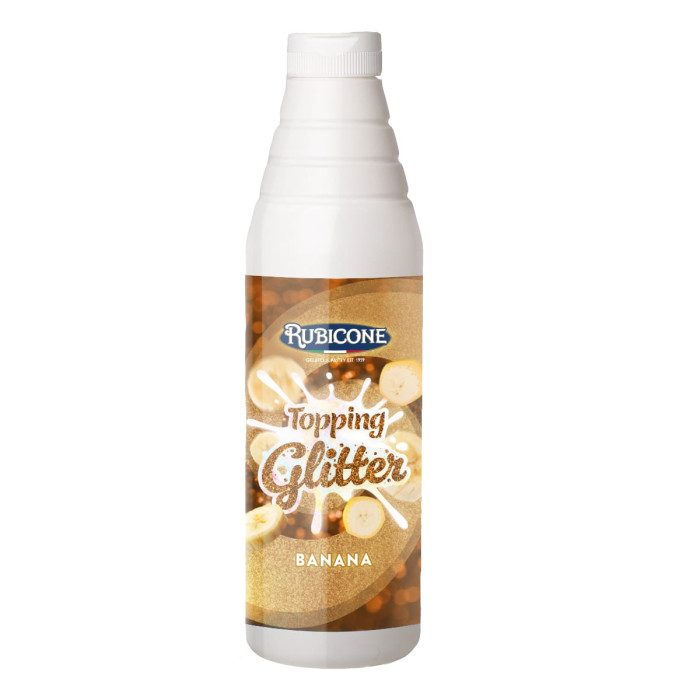 Banana Glitter Topping - 1 KG Squeeze Bottle - Rubicone Canada