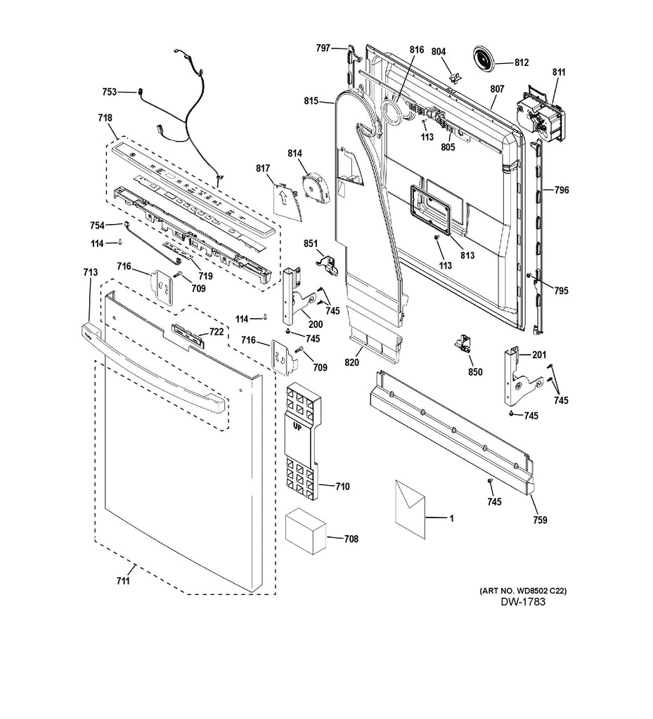 WG01F07569 Dishwasher UI Control, Configured - XPart Supply