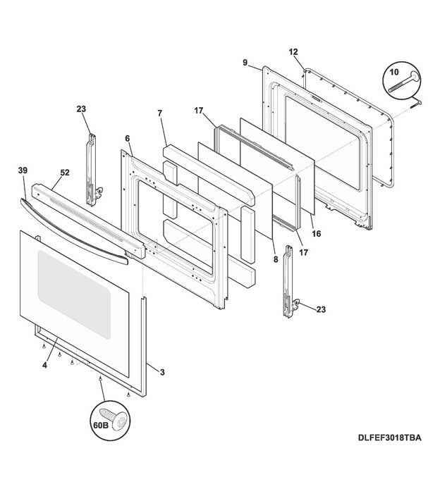 316559108 Range Oven Outer Door Glass ASM, White - XPart Supply