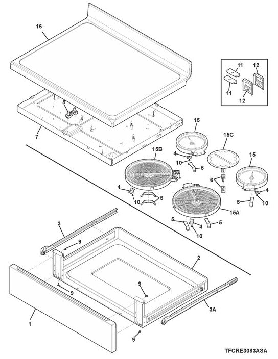 5304537363 Range Oven Glass Cooktop