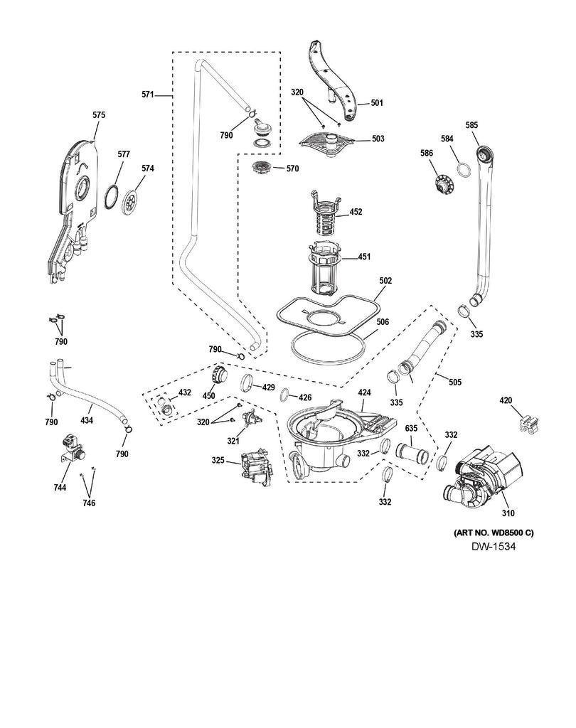 WG04F11365 Dishwasher Sump Assembly