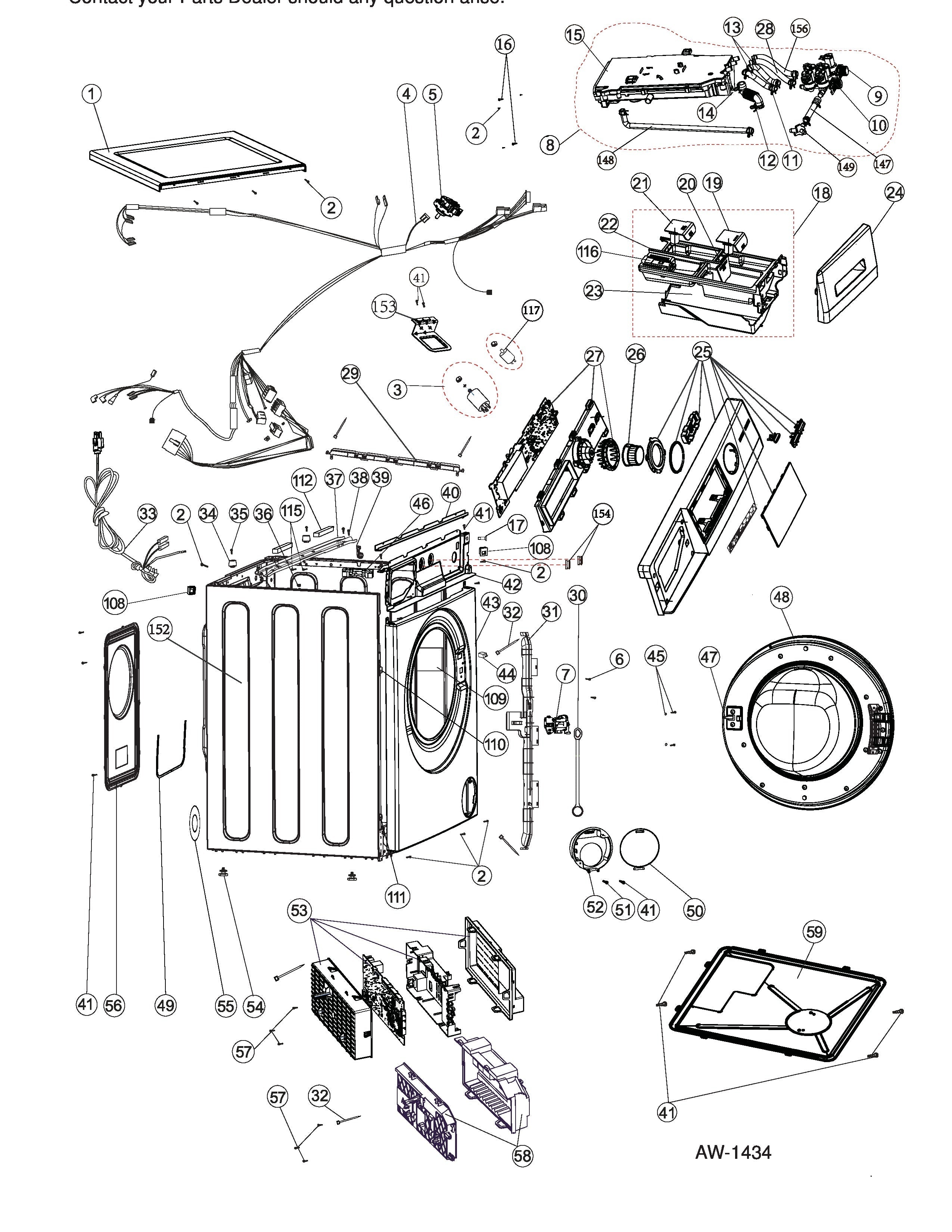 WG04F11907 Washer/Dryer User interface & Main Control Board Assembly - XPart Supply Ltd.