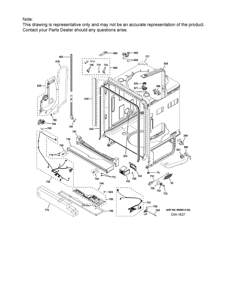 WG01F07916 Dishwasher Configured Machine Control Board