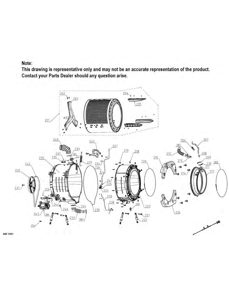 WG04F11956 Washer Basket Assembly