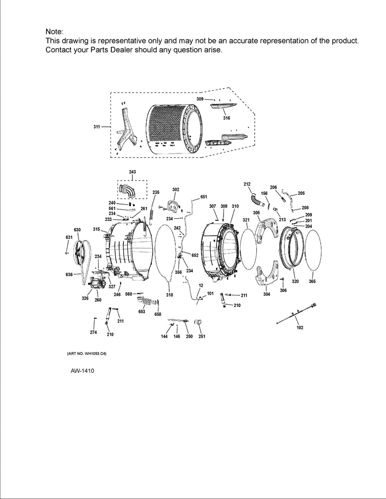 WG04F11961 Washer Rear Tub