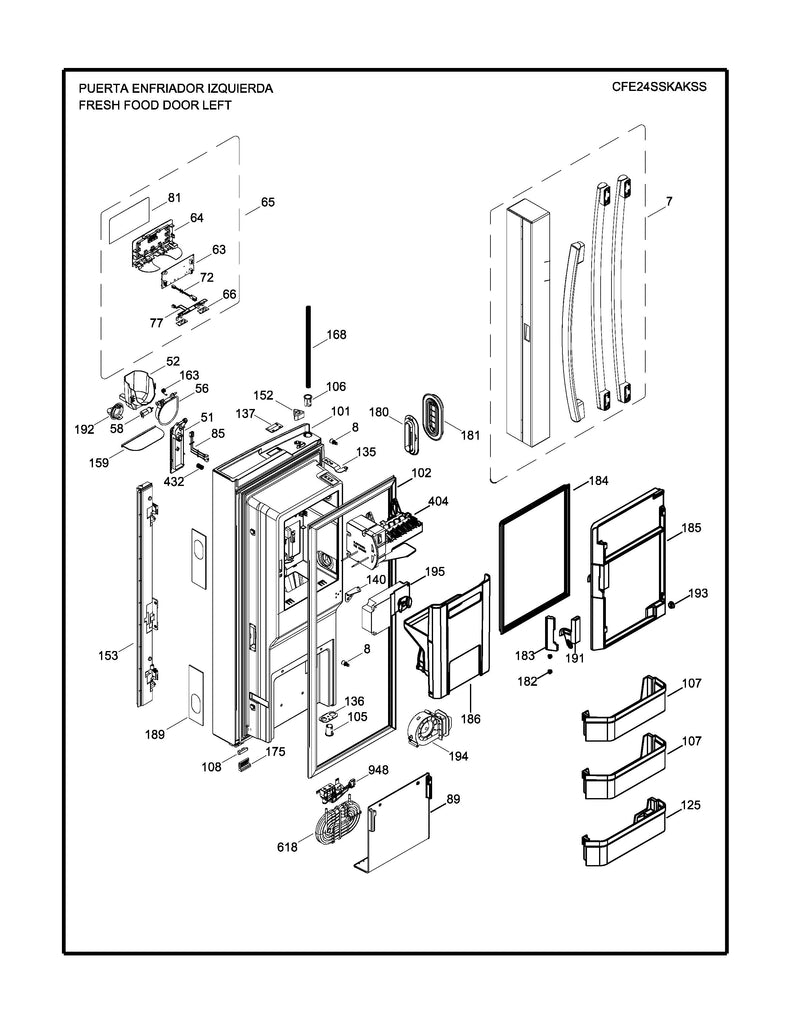 WR01L10753 Refrigerator Ice Box Door Assembly