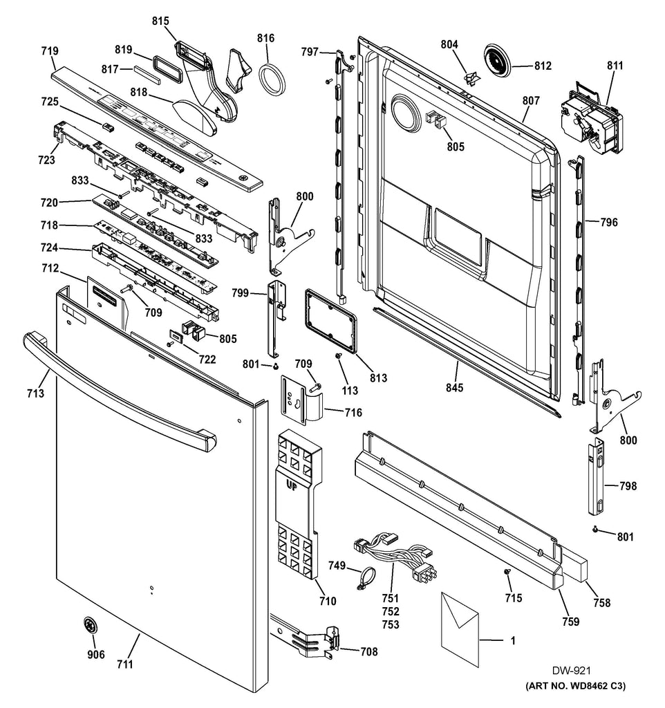 WG01F03219 Dishwasher Console Cover Assembly