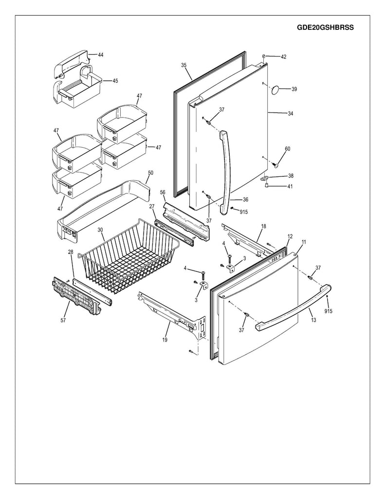 WR01L09337 Refrigerator Door Handle Assembly, Stainless - XPart Supply