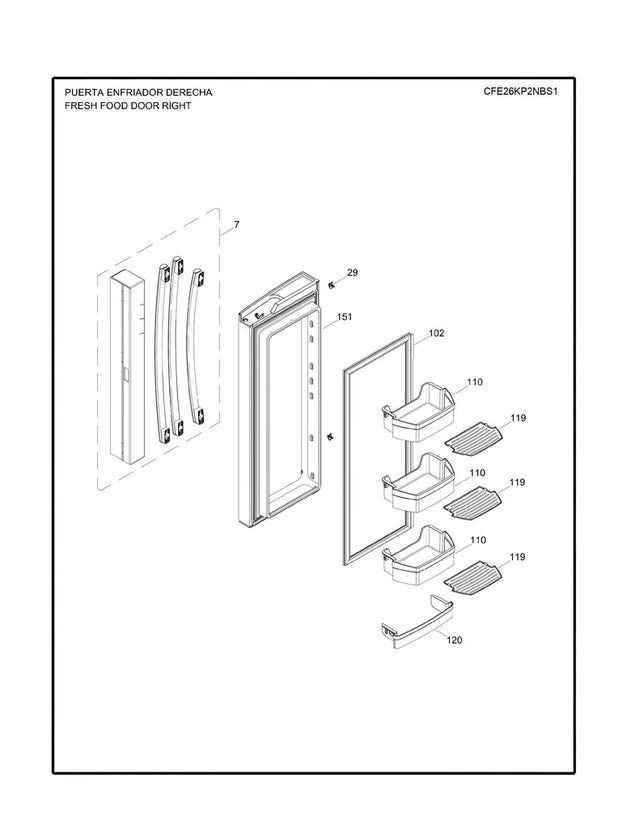 WR01L12942 Refrigerator French Gasket - XPart Supply