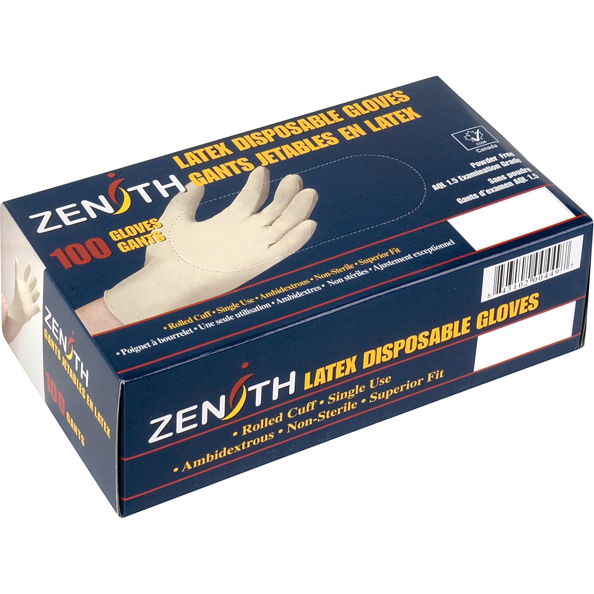 Premium Sensitive Skin Examination Gloves, Large, Latex, 4-mil, Powder-Free, Natural