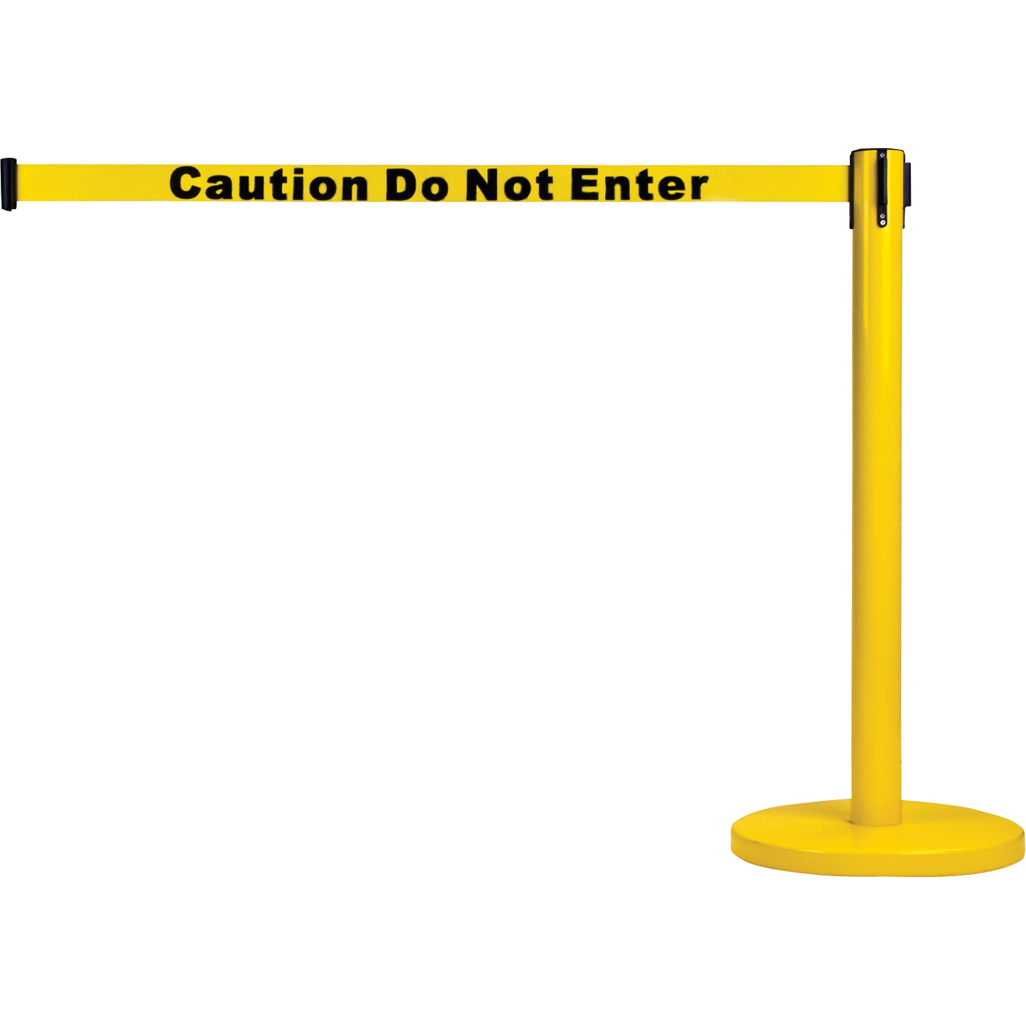Free-Standing Crowd Control Barrier, Steel, 35" H, Yellow Tape, 7' Tape Length