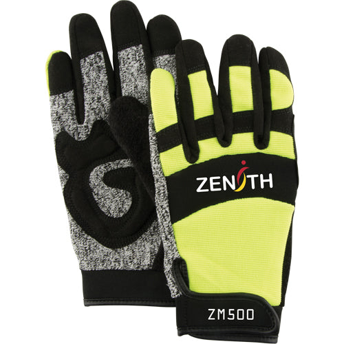 ZM500 High-Visibility Cut-Resistant Mechanic's Gloves, HPPE Palm, Size 2X-Large