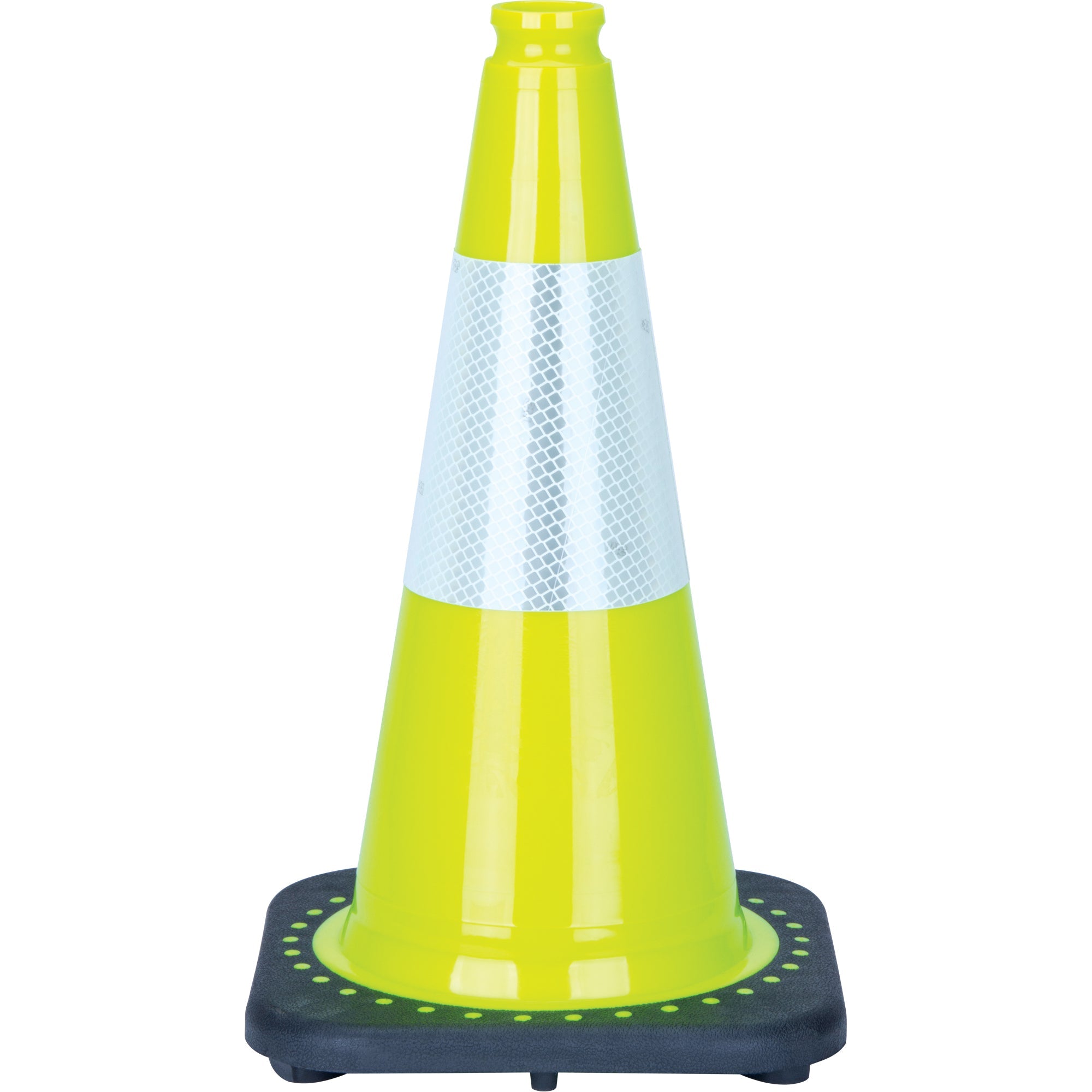 Premium Traffic Cone, 18", Lime Green, 6" Reflective Collar(s)