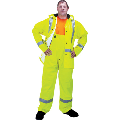 RZ900 Premium Traffic Rain Suit, Polyester/PVC, Medium, Lime-Yellow