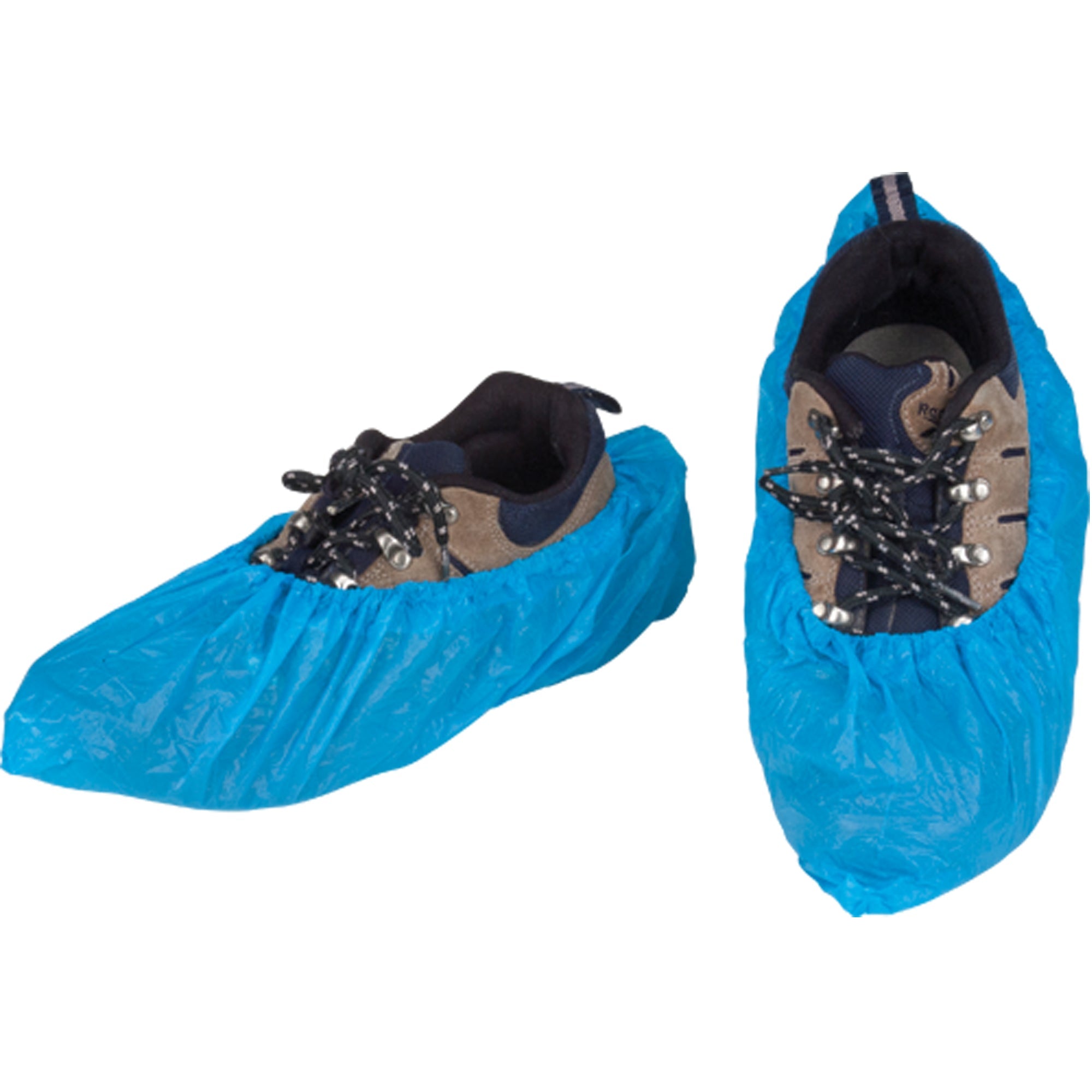 CPE Shoe Covers, 2X-Large, Polyethylene, Blue