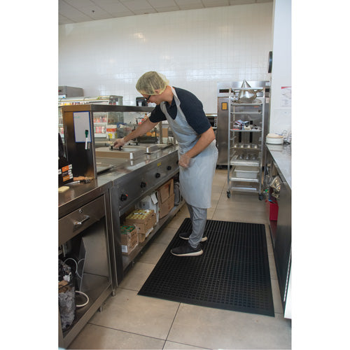 Anti-Fatigue Matting, Slotted, 3' x 5' x 7/8", Black, Natural Rubber