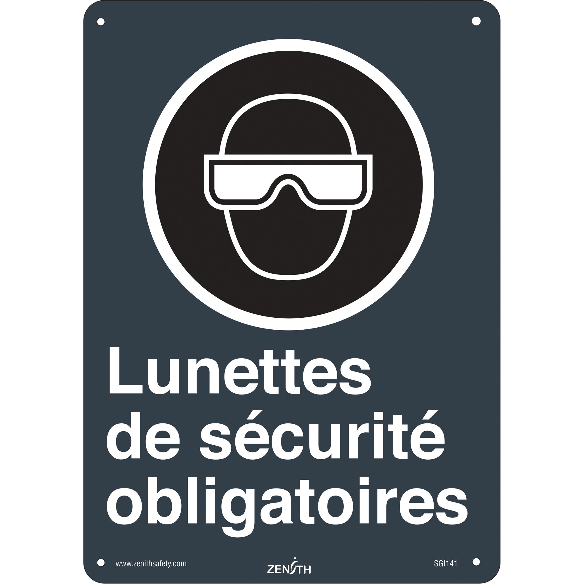 Lunettes de sécurité CSA Standard Safety Sign, 14" x 10", Plastic, French with Pictogram