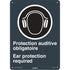 Ear Protection / Protection Auditive CSA Standard Safety Sign, 14" x 10", Plastic, Bilingual with Pictogram