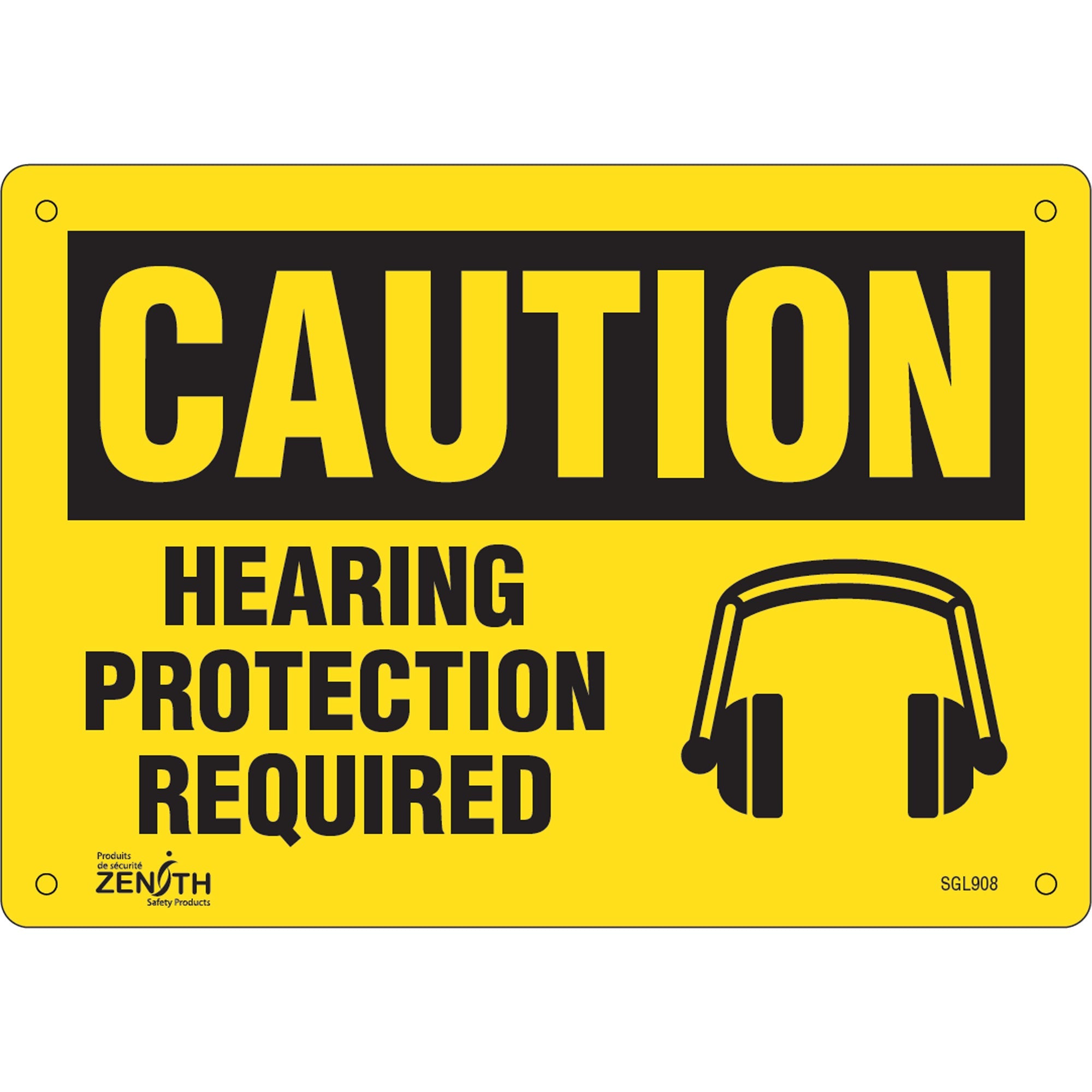 "Hearing Protection Required" Sign, 7" x 10", Plastic, English with Pictogram