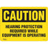 "Hearing Protection Required" Noise Hazard Sign, 10" x 14", Plastic, English