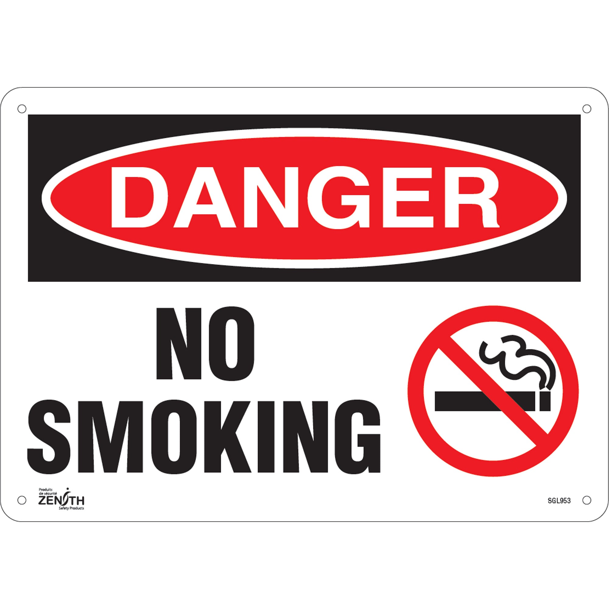 "No Smoking" Sign, 10" x 14", Plastic, English with Pictogram