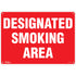 "Designated Smoking Area" Sign, 10" x 14", Aluminum, English