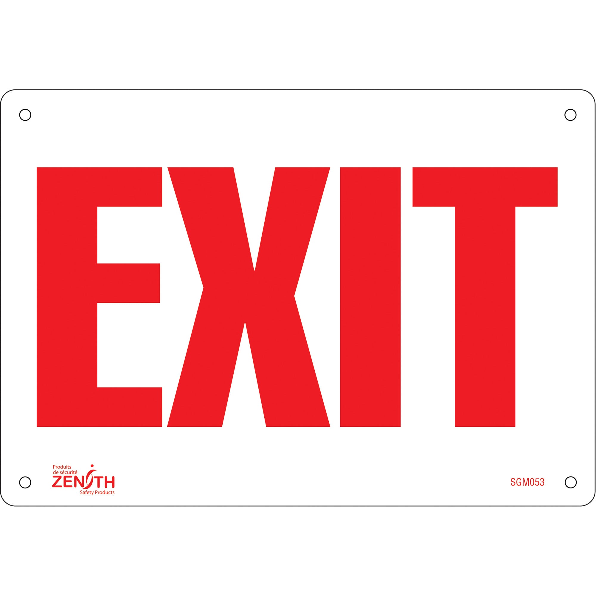 "Exit" Sign, 7" x 10", Plastic, English