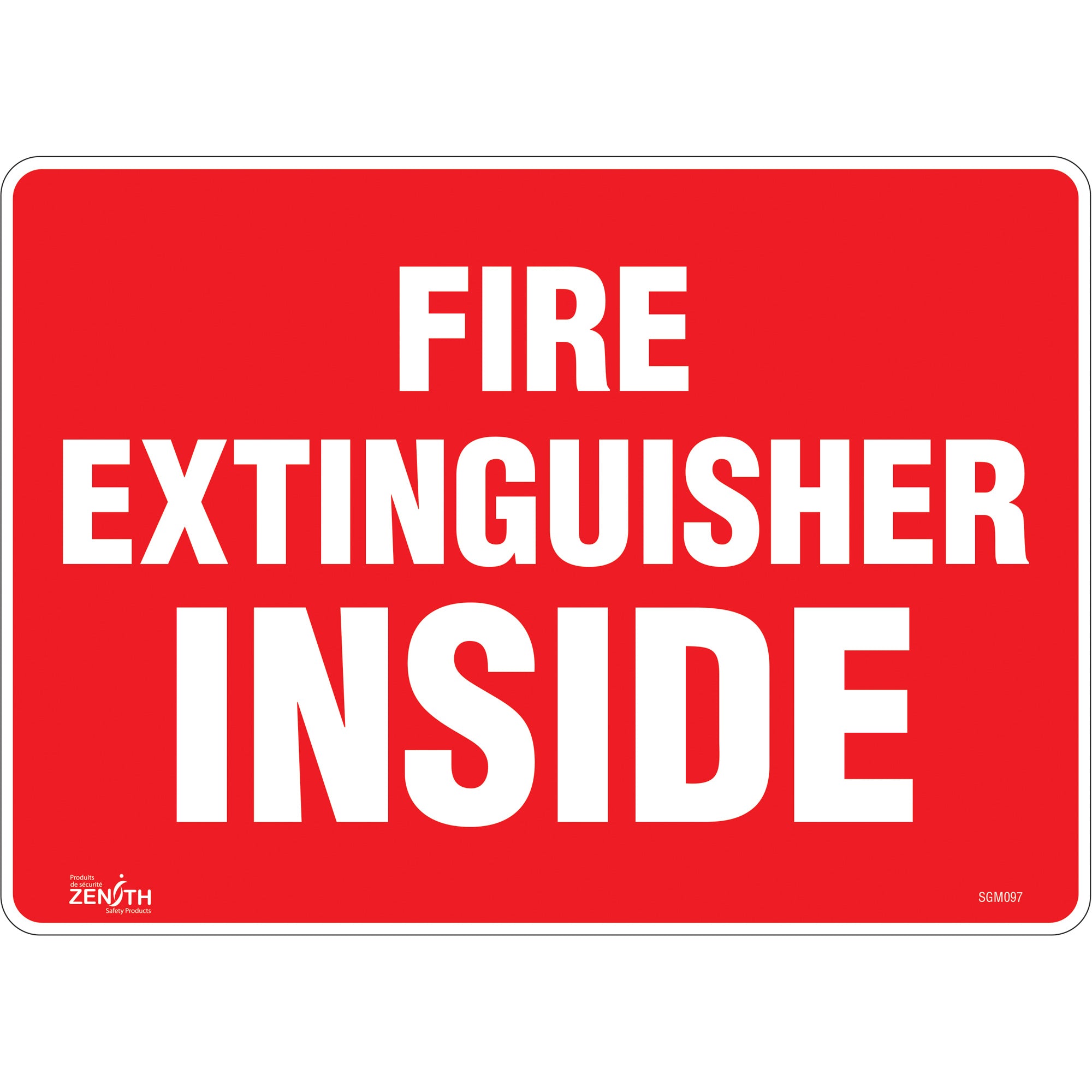 "Fire Extinguisher Inside" Sign, 10" x 14", Vinyl, English