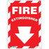 "Fire Extinguisher" with Down Arrow Sign, 10" x 7", Plastic, English with Pictogram