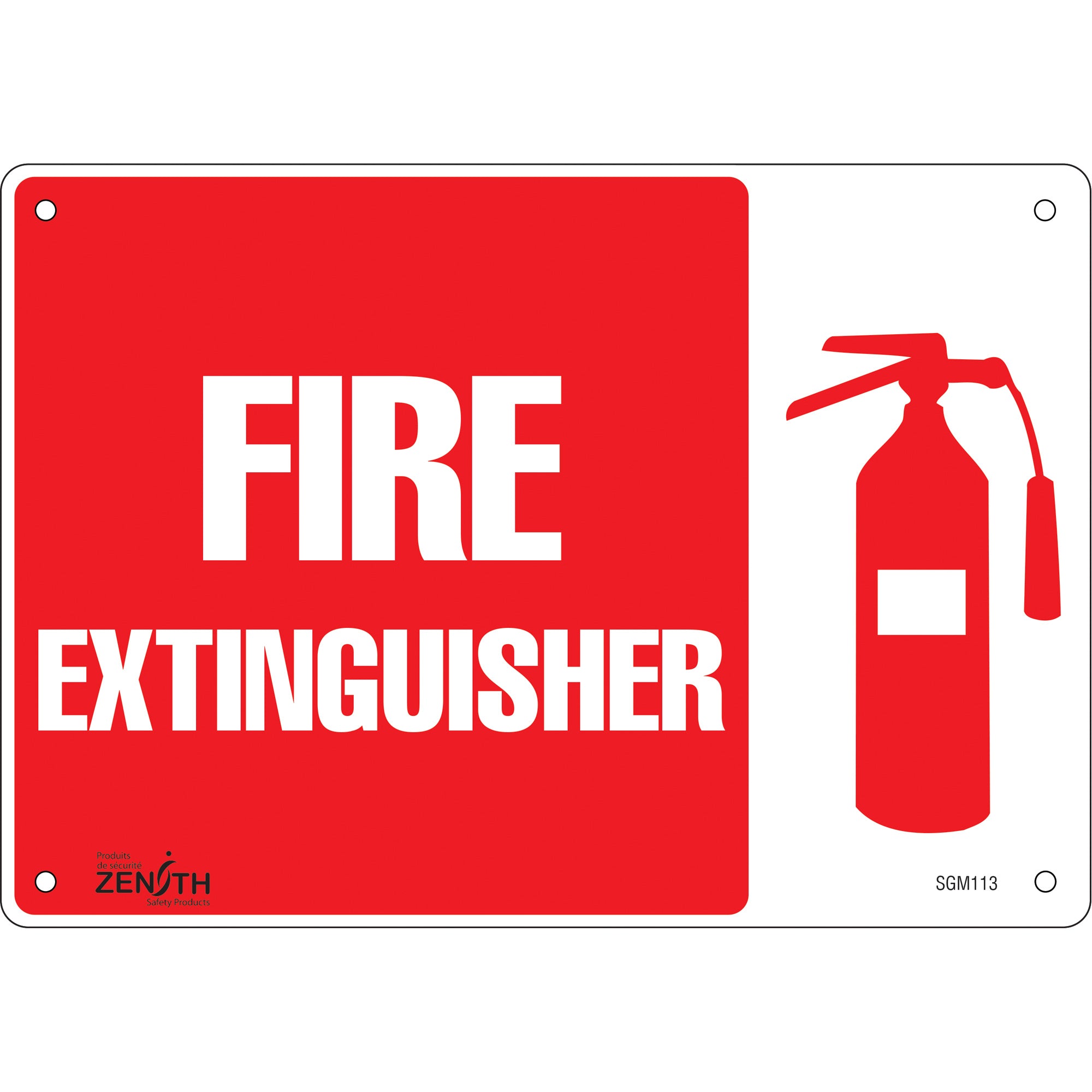 "Fire Extinguisher" Sign, 7" x 10", Plastic, English with Pictogram