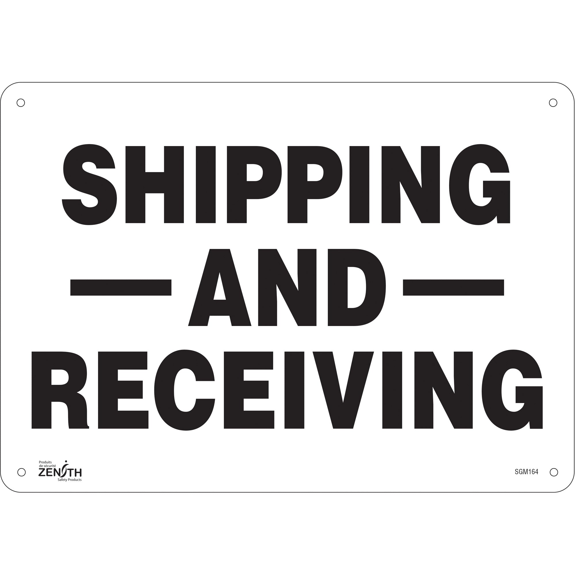 "Shipping And Receiving" Sign, 10" x 14", Aluminum, English