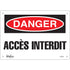 "Accès Interdit" Sign, 7" x 10", Aluminum, French