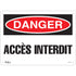 "Accès Interdit" Sign, 10" x 14", Aluminum, French