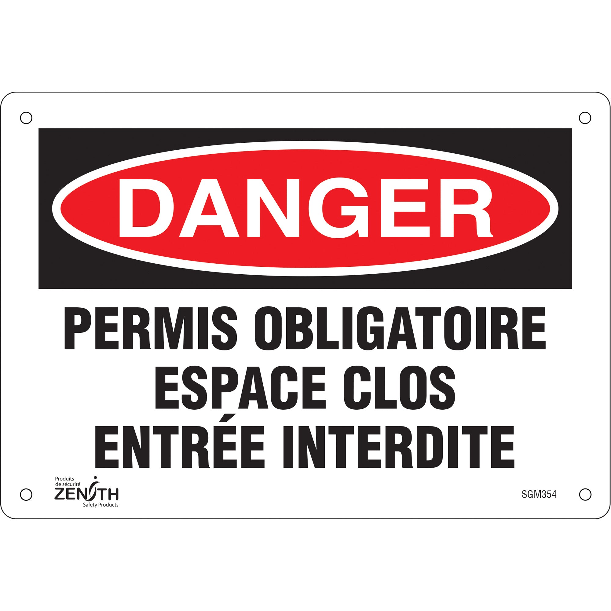 "Espace Clos Entrée Interdite" Sign, 7" x 10", Plastic, French
