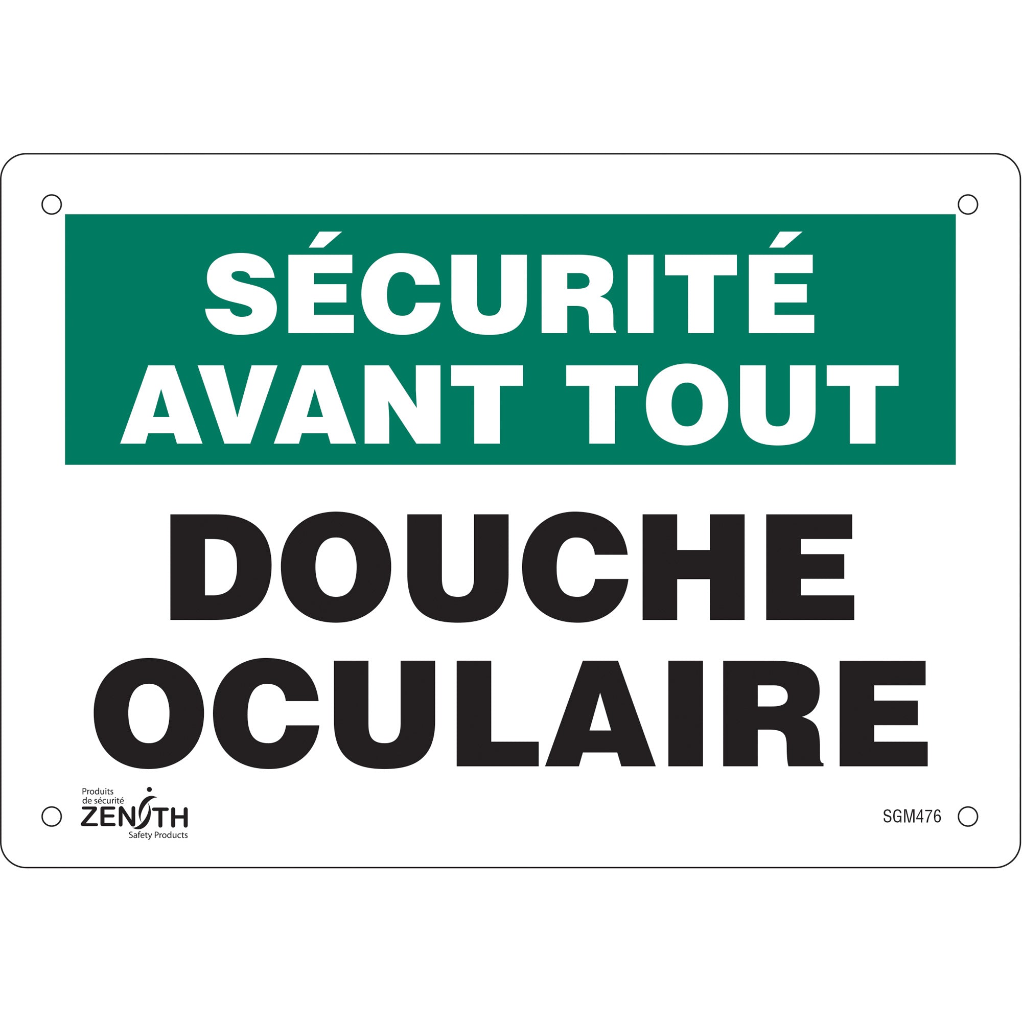 "Douche Oculaire" Sign, 7" x 10", Plastic, French