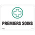 "Premiers Soins" Sign, 10" x 14", Plastic, French with Pictogram
