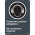 "Protection Auditive Obligatoire - Ear Protection Required" Sign, 14" x 10", Aluminum, Bilingual with Pictogram