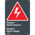 "Haute Tension/High Voltage" Sign, 14" x 10", Aluminum, Bilingual with Pictogram