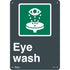 "Eye Wash" Sign, 14" x 10", Plastic, English with Pictogram