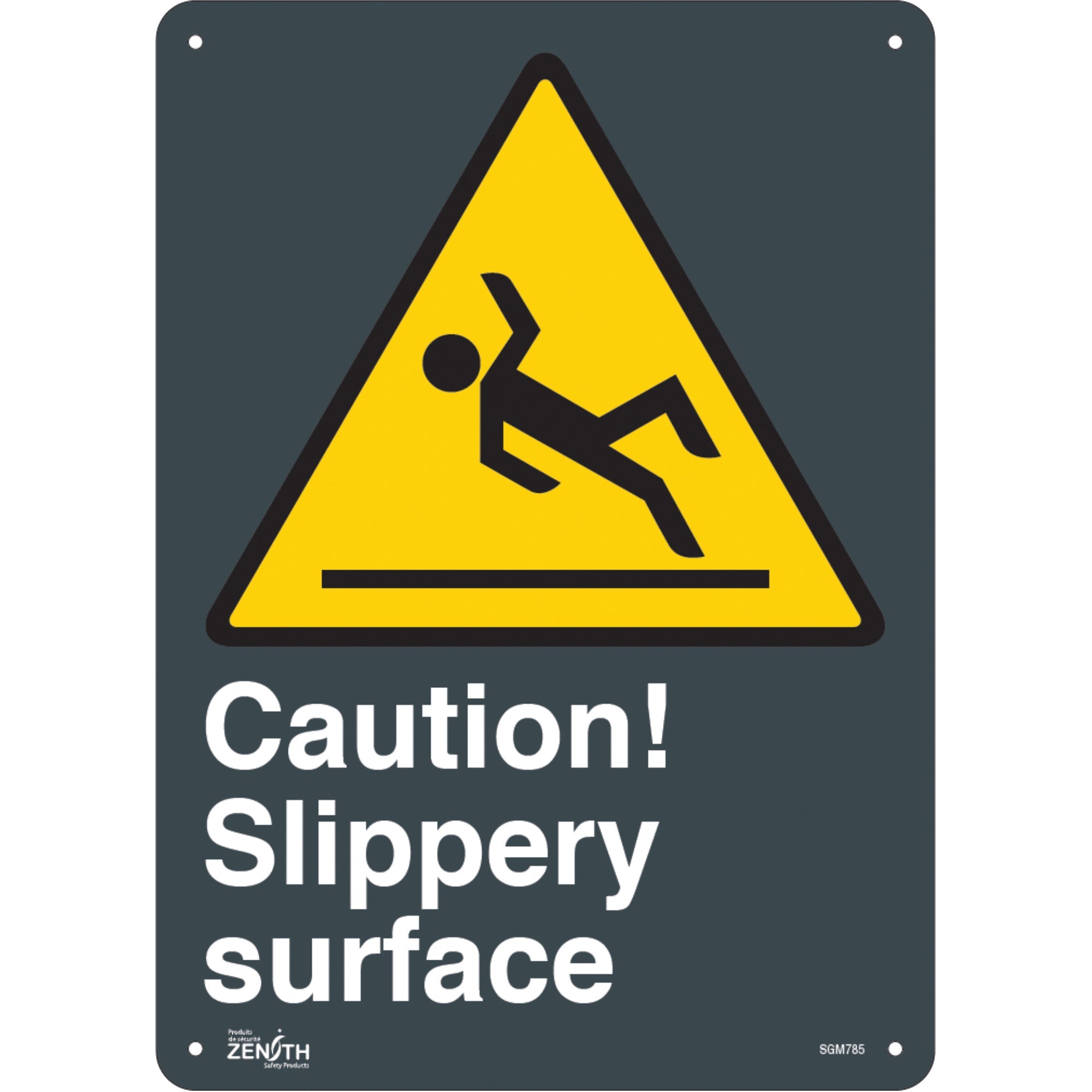 "Slippery Surface" Sign, 14" x 10", Plastic, English with Pictogram