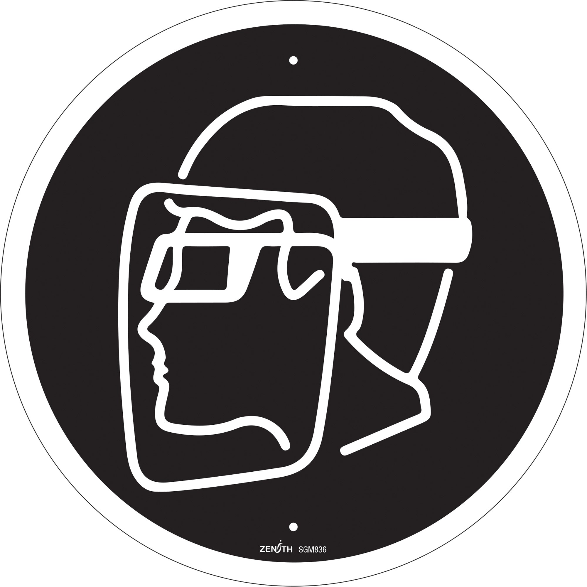 Face Protection Required CSA Standard Safety Sign, 12" x 12", Plastic, Pictogram