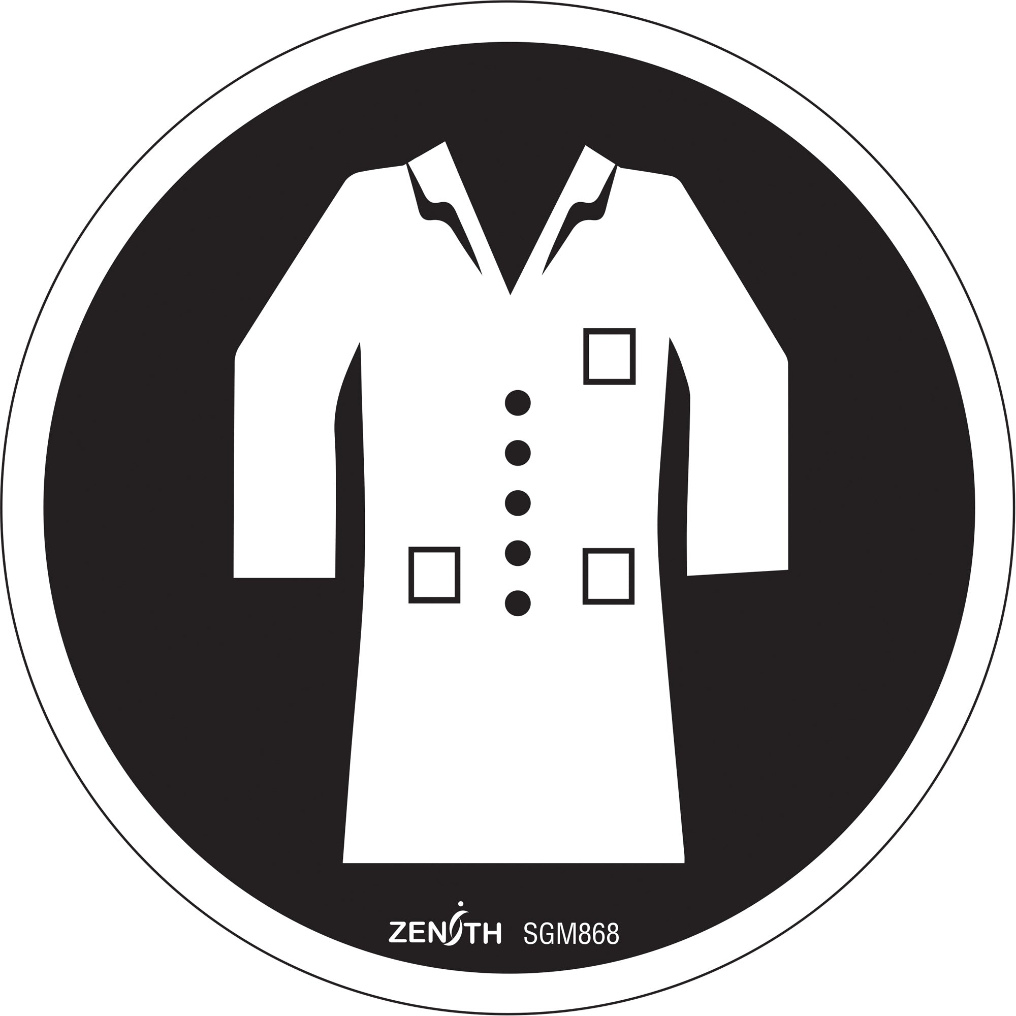 Lab Coat Required CSA Standard Safety Sign, 6" x 6", Vinyl, Pictogram