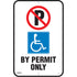 "By Permit Only" Parking Sign, 18" x 12", Aluminum, English with Pictogram