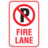 No Parking "Fire Lane" Sign, 18" x 12", Aluminum, English with Pictogram