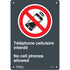"Téléphone cellulaire interdit /No Cell Phones" Sign, 10" x 7", Plastic, Bilingual with Pictogram
