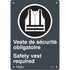 "Port du dossard obligatoire/Safety Vest Required" Sign, 10" x 7", Plastic, Bilingual with Pictogram