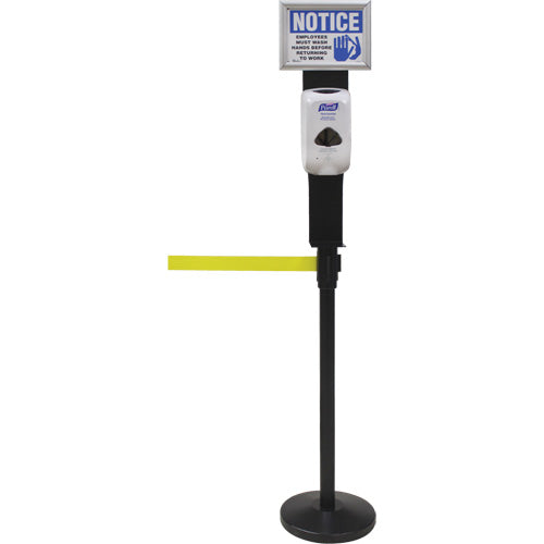 Sign & Dispenser Holder for Crowd Control Post, Black