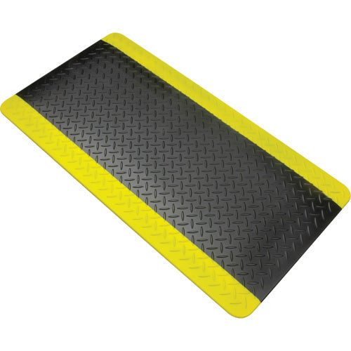 Anti-Fatigue Matting, Diamond, 1-2/3' x 3-1/4' x 3/4", Black/Yellow, Polyurethane