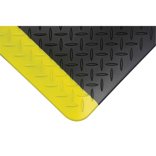 Anti-Fatigue Matting, Diamond, 1-2/3' x 3-1/4' x 3/4", Black/Yellow, Polyurethane